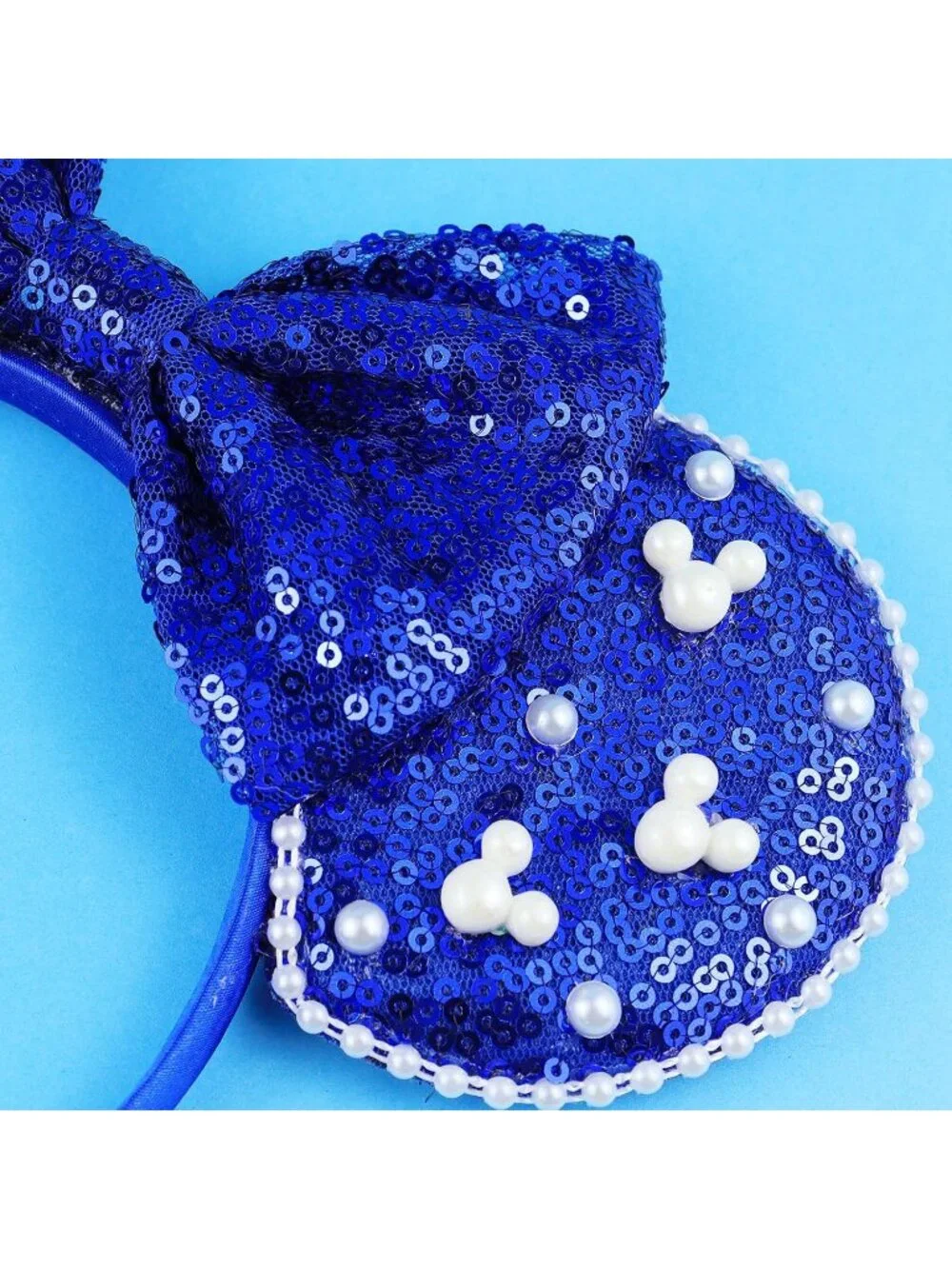 Women Navy Polyester Velvet Mickey Mouse Halloween Costume Headband